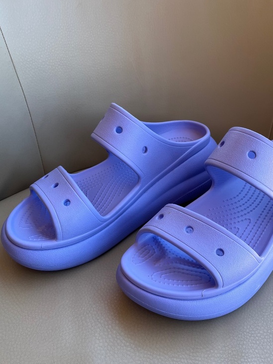 CROCS Shoes - Crocs Classic Crush Platform Slides Sandals W10 M8 Lavender 2.5" Heel Comfort